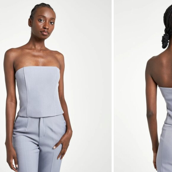 Because of Alice TAILORED STRAPLESS BODICE- Steel Blue NWT - Picture 1 of 2